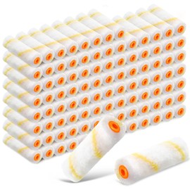 Nuogo 150 Pcs 4 Inch Mini Paint Roller Cover 1/2" Nap Small Microfiber Roller Covers Home Repair Tools House Household Supplies Kit(Yellow)