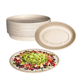 32oz Oval Disposable Compostable Paper Burrito Bowls Heavy-Duty, Eco-Friendly Oval Bowls Natural Bagasse Unbleached, Heat Resistant, 100% Biodegradable Salad Bowls Alternative to Plastic (150)