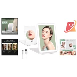 Rechargeable LED Makeup Mirror with 1X/5X Magnification – Travel-Friendl