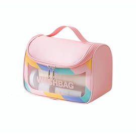 Transparent Cosmetic Bag Toiletry Bag Transparent Waterproof Modern Design Cosmetic Travel Accessories Relaxation, pink, Toiletry bag