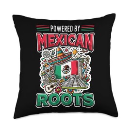 Mexican Flag Powered By Mexican Roots Mexico Throw Pillow