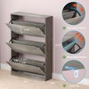 BORNOON Shoe Cabinet with 3 Flip Drawers, Hidden Wood Shoe