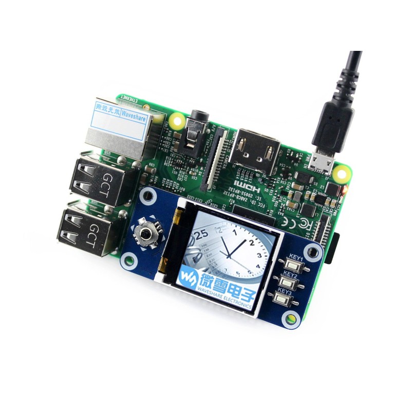 1.44 Inch LCD Display HAT for Raspberry Pi, 128x128 SPI