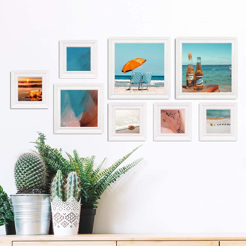 LaVie Home 5x5 Picture Frames (3 Pack, Distressed White Wood
