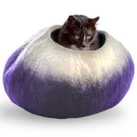 Le Sharma Premium Wool Cat Cave Bed (Large) | Handmade with 100% Natural Merino Wool | Eco Friendly Felt Cat Cave for Cats and Kittens