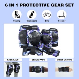 AIDY-PRO Knee Pads and Elbow Pads for Adults Skating Protective Gear, Skateboard Pads for Adult Wrist Guards for Roller Skating Skateboarding Biking Blue