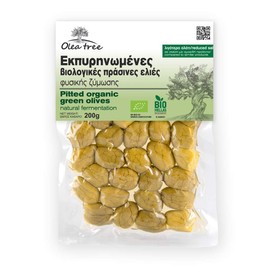 Olea Tree Greek Green Organic Pitted Natural Olives Super Colossal from Halkidiki, Pack of 3 x 200g (Total: 600g)