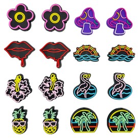 16PCS Neon Tropical Focal Silicone Beads, Cute Summer Themed Silicone Focal Beads for Keychain Making, Creative Charms for Beaded Pens Birthday Party DIY Handmade Crafts Necklace Bracelet Lanyard