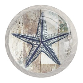 NEWzone 4 Pack Cabinet Knobs Nautical Starfish, White Knobs Cabinet Hardware Pulls Handles Knobs for Cabinets and Drawers Kitchen Wardrobe Cupboard, 35m