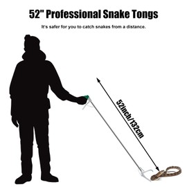 52" Extra Long Snake Tongs Reptile Grabber Catcher, Stainless Steel & Wide Jaw Pick-up Handling Tool