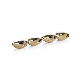 Zodax Sets of Polished Gold Nut, Candy, Appetizer or Sauce Serving Bowls (Linear Four Bowl)