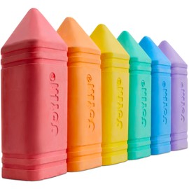 JOYIN 6 PCS Jumbo Sidewalk Chalk with 6 Colors, Washable Sidewalk Chalk for Kids, Non-Toxic Art Supplies, Outdoor Games, Playground Accessories