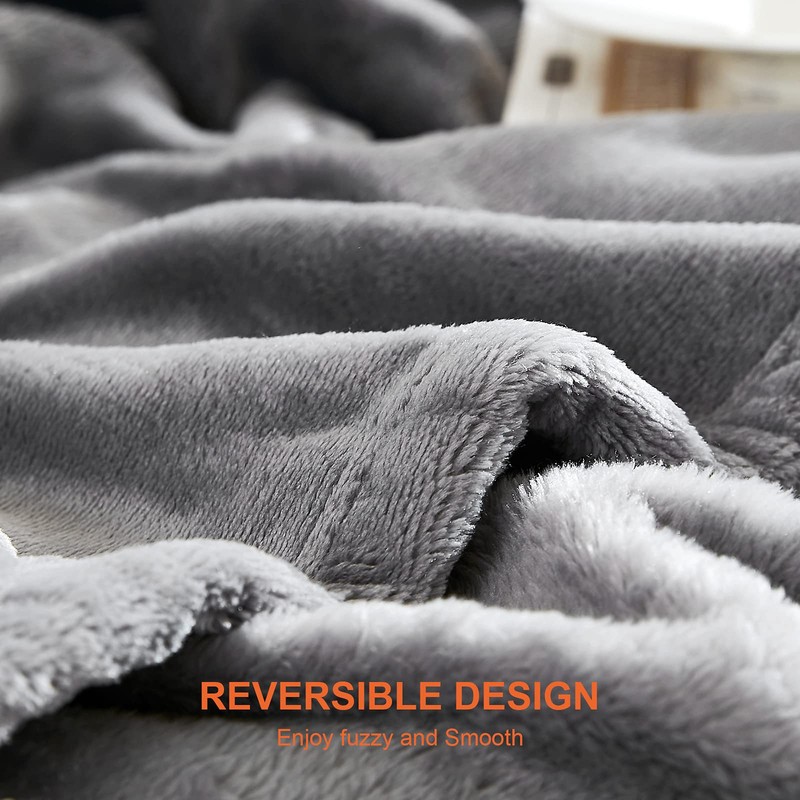 EHEYCIGA Fleece Blanket Grey Throws for Sofas Fluffy Warm Soft