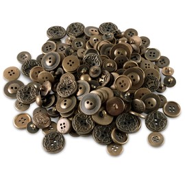 Super Z Outlet Scrambled Assortment Bag of Buttons for Arts & Crafts, Decoration, Collections, Sewing, and Fashion Different Sizes from 3/8" to 1" (130 Pack) (Gold)