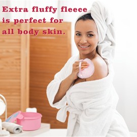 JOLY Extra Soft Powder Puff, 6" x 3" Large Body Powder Applicator, Dusting Powder Puffs with Loose Powder Container for Women (Pink)