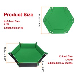 sourcing map PU Leather Dice Tray Unisex Valet Tray Folding Hexagon Tray Portable Entryway Table Nightstand Bedside Desk Holder for Key Wallet Watch Coin Jewelry, Green