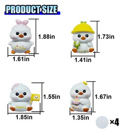 DUSCOKE 4PCS Cute Duck Car Dashboard Decorations, Resin Mini Animal Rear View Mirror Ornament, Funny Car Interior Center Console Accessories for Home Office & Desktop (Duck)