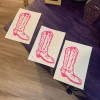 ORIGINAL Pink Cowgirl Boot Linocut Prints on Paper (roughly 4”x6”)