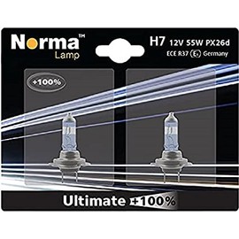 Norma 213607-202 H7 Halogen Headlight Bulb Double Blister Pack Ultimate with 100 Percent 12 V 55 W PX26d