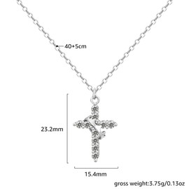 BONJOULRY 14K Gold Plated Crown Cross Necklace for Women Zircon Pendant Necklace Simple Diamond Gold Necklaces Cute Tiny Gold Jewelry Diamond Cross Necklaces for Women (Silver)