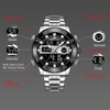 MEGALITH Watches for Men Military Digital: Silver Stainless Steel Waterproof