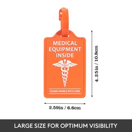 YULEAXIE Medical Equipment Luggage Tags (2-Pack) – TSA Approved Bright Orange & Blue Alert Tags for CPAP Devices, Mobility Equipment & Travel Bags – 4.25" x 2.59" Easy-Identify Medical ID Tags