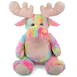 DolliBu Rainbow Moose Stuffed Animal – Soft Huggable Moose Stuffed Toy, Adorable Playtime Wildlife Plush Toy, Cute Cuddle Gifts for Kids and Adults – 18 Inch