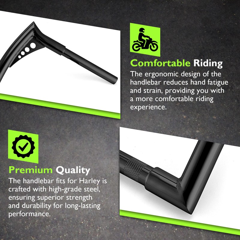 21ST Rise 12" Meathook Ape Hanger 1.25" Fat Bar Handlebars