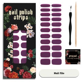 ruyeefam Nail Polish Strips - 22 Pcs Salon Quality Gel Nail Stickers - Long Lasting Wraps (Berry Wine Violet)