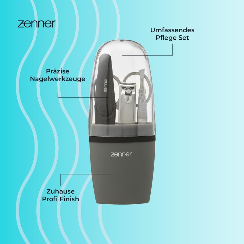 Zenner Compact Manicure Set - Complete with Nail Scissors, Nail