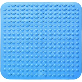 Shower Mat, 48 x 48 cm, Non-Slip Shower Mat, Massage Shower Mat, Non-Slip Mat with Suction Cup, Machine Washable, Sauna, Shower Room, Square (Sea Blue)
