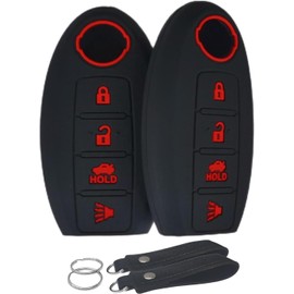 Funda de llave de silicona para llave inteligente sin contacto Compatible con Nissan 350Z 370Z Altima Armada GT-R Maxima Murano Pathfinder Rogue Select Sentra Titan Versa Note Xterra (4 botones, negro