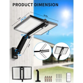 Solar Lights Outdoor - Double Solar Panels Motion Sensor Flood Light IP65 Waterproof LED Powered Dusk Dawn Exterior Security Lamp with Remote Control and 3 Modes for Wall Patio Yard Lighting-2Pack
