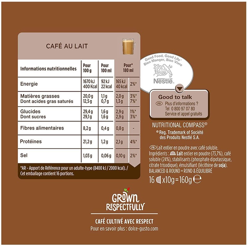 NESCAFÉ Dolce Gusto Cafe au Lait Coffee Pods Capsules, 16