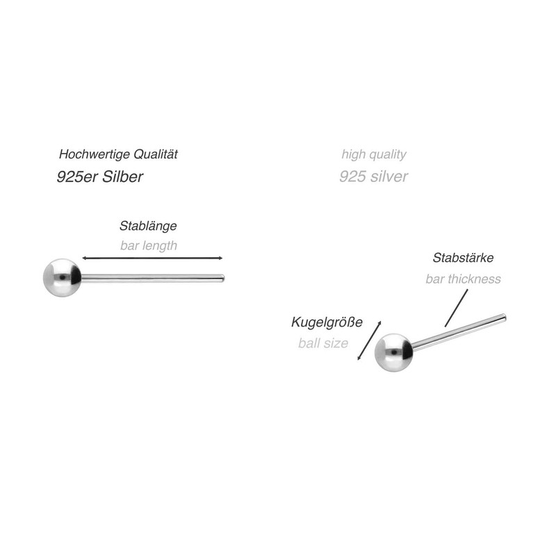 Piercingline® 925 Silver Bendable Nose stud – ball roségoldfarben