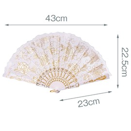 LOYELEY Flower Fan Rose Pattern Folding Dance Dance Spanish Don Quixote Spanish Dance Ballet Ballet Supplies Practice Dance Performance (White)