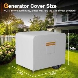 EVRBUL Generator Cover, 32”L x 24”W x 24”H Heavy Duty Waterproof 420D All-Weather Generator Cover with Storage Pocket Compatible with Most Generators 5000-10000 Watt (Gray)