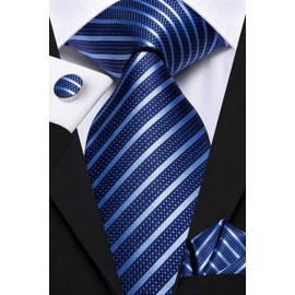 Dubulle Mens Tie Set Paisley Floral Checks Neckties for Men Silk Pocket Square Cufflinks Suit Wedding,A Blue