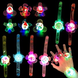 TaimeiMao Set of 12 LED Bracelets, Children's Bracelet & Ring, Light Bracelets, Flash Light Bracelet, Small Light Toy, Children for Christmas, Celebrations, New Year Party, Birthday, Party