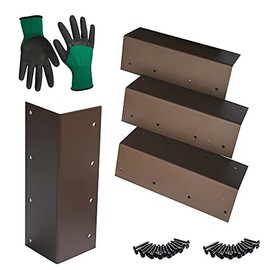 CAVLBOSCH Raised Garden Bed Brackets - Set of 4 - Powder-Coated Steel for 10"-15" Elevated Beds - Complete with Gardening Gloves