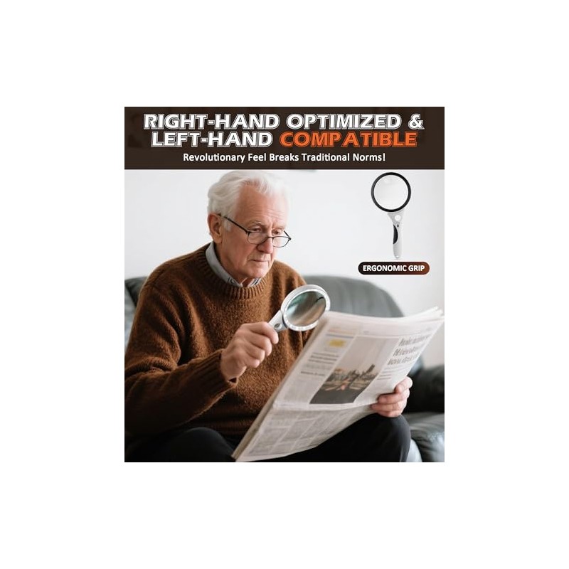 Rechargeable Magnifying Glass with Light, 10X 20X 45X Handheld Lighted