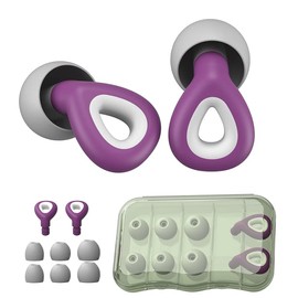 Ear Plugs for Sleep and Concentration, Reusable, Noise Cancelling Earplugs with Floating and Water Resistant Function (Purple, Includes Three Sizes Small, Medium and Large)