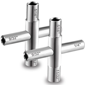 4 Way Sillcock Water Key, 1/4", 9/32", 5/16", 11/32 2 Pack Steel Sillcock Water Key Water Utility Key Sillcock Water Key Hose Bib Key for Faucet, Spigot, Valve and Cupboard (2pcs)