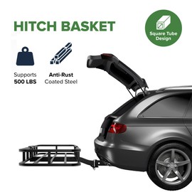 ARKSEN 53 x 19 x 5 Inch Hitch Mount Cargo Rack Carrier, 500 Lbs Capacity Heavy Duty 2" Receiver Luggage Basket for Car, SUV, Pickup, Camping, Traveling