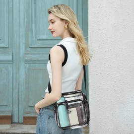 TINYAT Clear Crossbody Bag Stadium Approved Transparent Shoulder Bag for Men Women Sling Bag with Adjustable Strap for Events