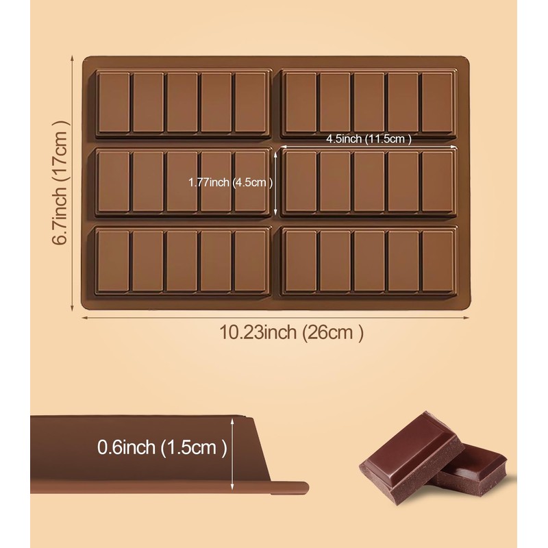 Ugotit Silicone Chocolate Bar Molds, Break-Apart Candy Making Mold Set,