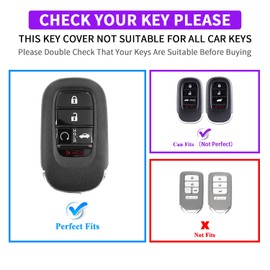 QBUC 2 PCS Key Fob Cover for Honda 5 Buttons, Black-Black Red