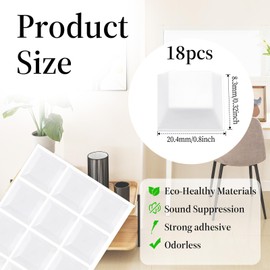 18 Pcs Clear Rubber Feet Self Adhesive Rubber Pads Stick on Square Bumpers Glass Table Top Bumpers Furniture Pads Door Bumpers for Laptop Computers Electronics Speakers Appliances