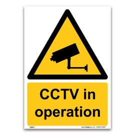 CCTV in operation Sign - 1mm Rigid Plastic Sign - Warning Construction CCTV camera Security (A5-210 x 148mm)