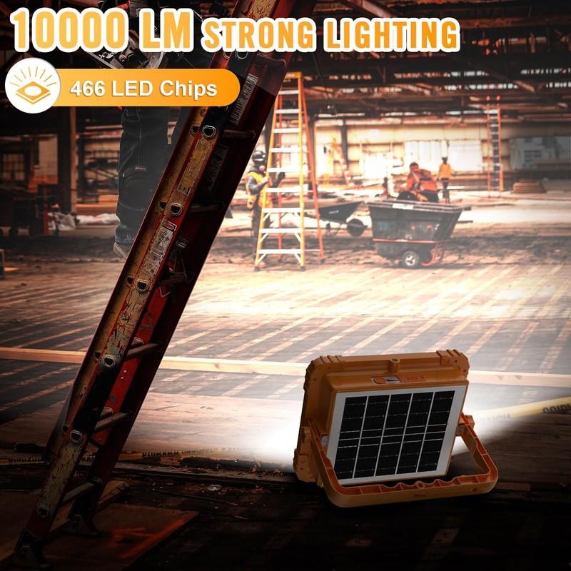 100W LED Solar Work Light, 466 LED 10000LM Magnetic Worklight